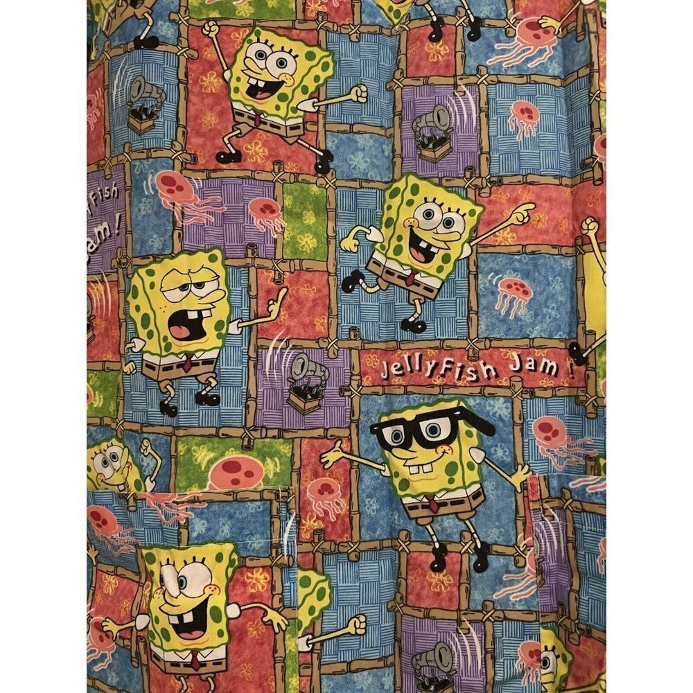 Lot of 2 Nickelodeon Spongebob Squarepants Scrub Tops Shirt Medium Pockets USA - Picture 4 of 10